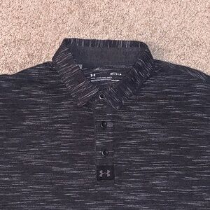 Under Armour HeatGear Golf Shirt Men's M Black White Gray Heather Marled Medium